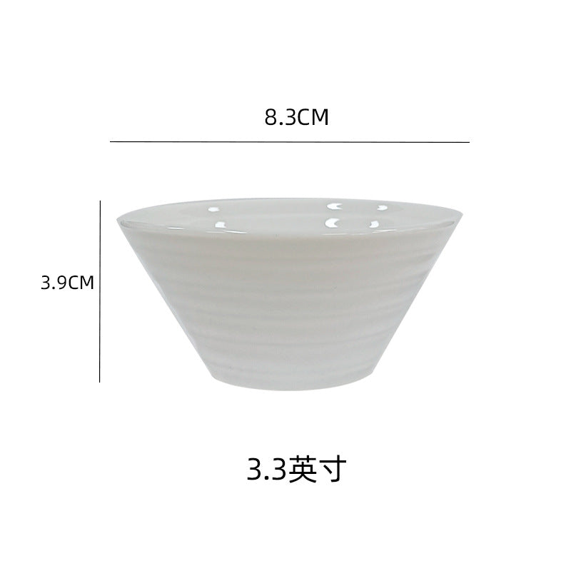 Restaurant hotel for home ceramic rice bowl dipping bowl scandinavian pure whitestylish ceramic soup bowl dessert tall bowl