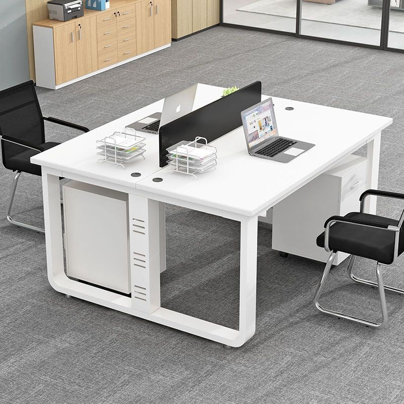 Modern minimalist office desk and chair set - computer desk, office partition, and long table for employees