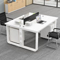Modern minimalist office desk and chair set - computer desk, office partition, and long table for employees