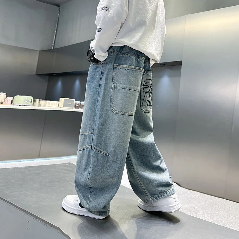 Boys' new autumn denim pants  - spring/autumn kids' pants, loose-fit, stylish boys' trousers for mid-to-large children