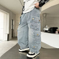 Boys' spring/autumn denim jeans - new korean style, stylish kids' loose-fit pants, mid-to-large size boys' spring cargo pants