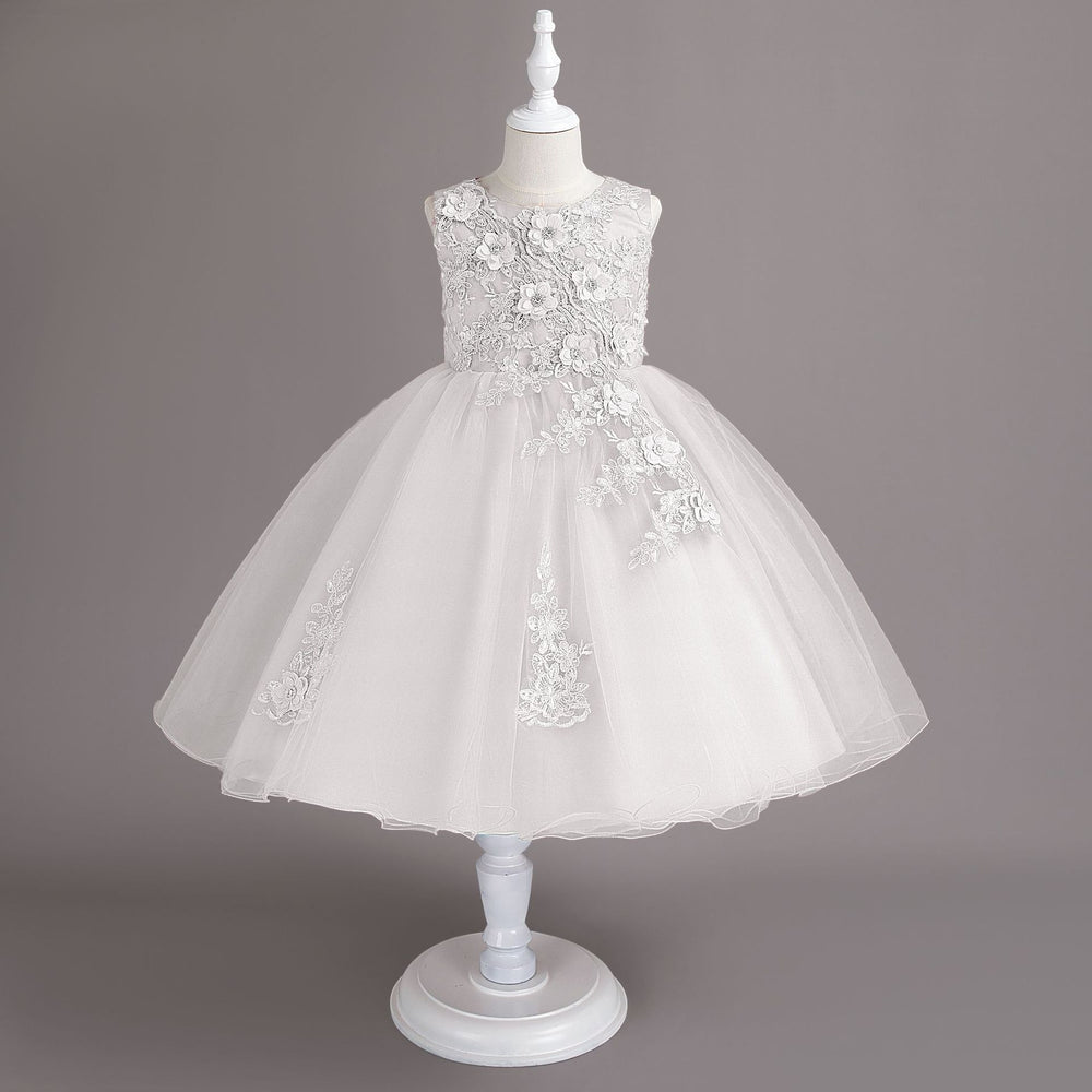 New arrival: export-quality wedding dress, children's formal gown, floral appliqué princess dress, little girl's piano recital dress, kids' dress