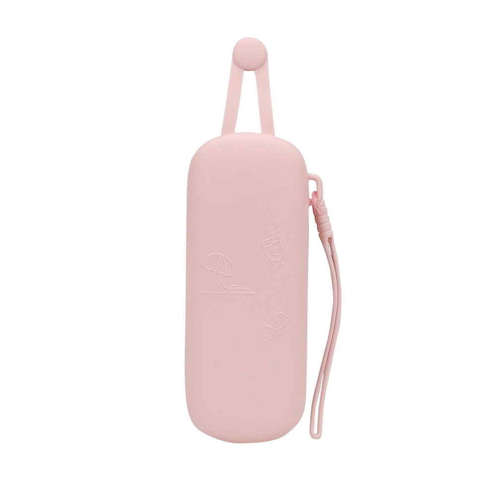 Silicone magnetic suction glasses storage bag outdoor with lanyard makeup brush zipper storage bag scratch-proof dust-proof storage bag