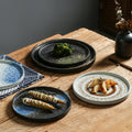 Vintage ceramic dinner plate - stylish, high-value round plate with rim, perfect for restaurants and home use. japanese-style, high-temperature resistant steak plate