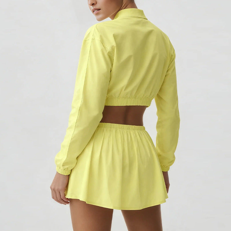 cool cloth sportswear casuallong sleevesfashion quick-drying tops short skirt zipper sun protection clothing breathable outwear summer