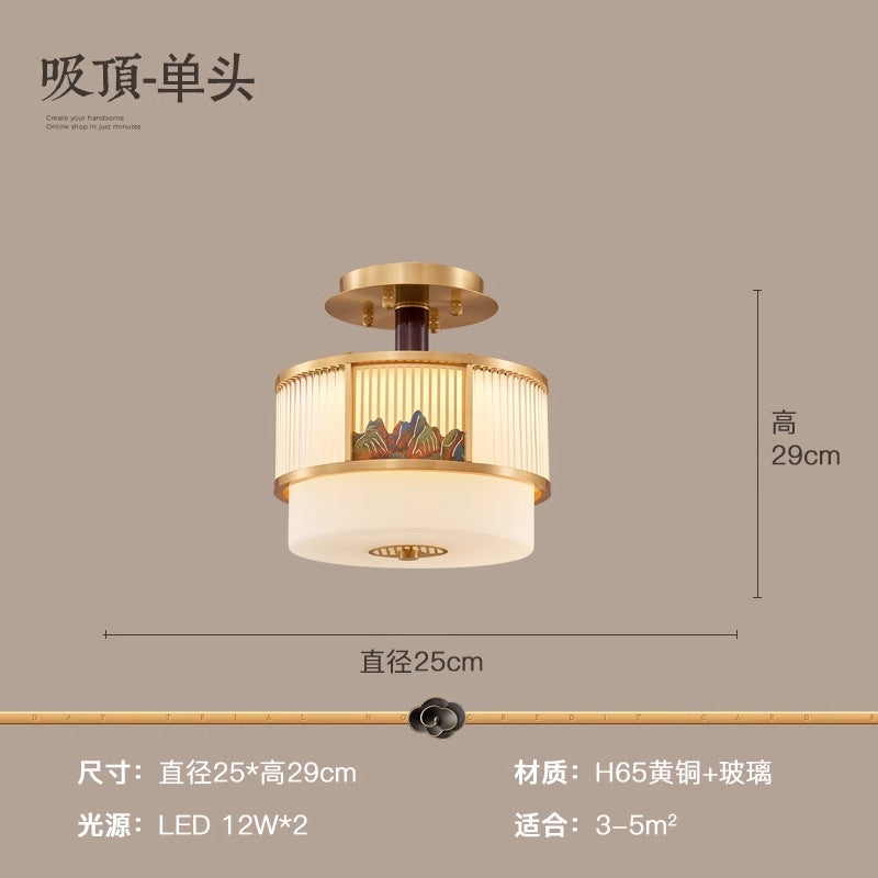 [Jiangshan] 2024 high-end new Chinese ceiling lamp, marble living room lamp zen square bedroom Chinese style