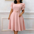 C8654  cross-border fashion:  new women's elegant round neck high-waisted african dress
