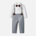 Boys' spring new gentleman's suit set: long-sleeved shirt for baby boys' birthday and first birthday celebration, spring children's clothing