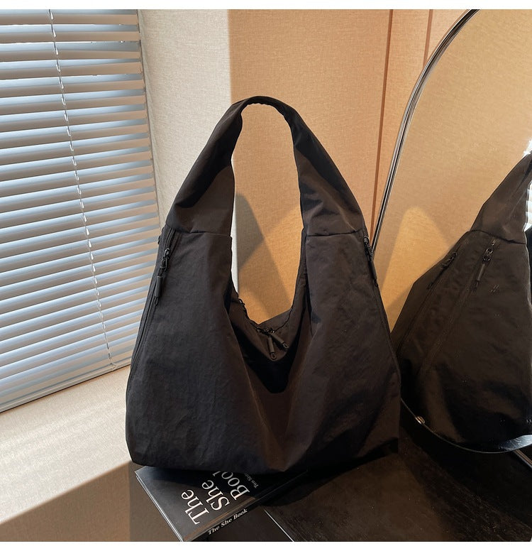 Cross-border fashion casual canvas tote bag women's 2025 new trendy versatile large-capacity underarm bag commuter shoulder bag