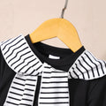 Girls' two-piece set: solid color long-sleeve top and striped flare pants with shawl