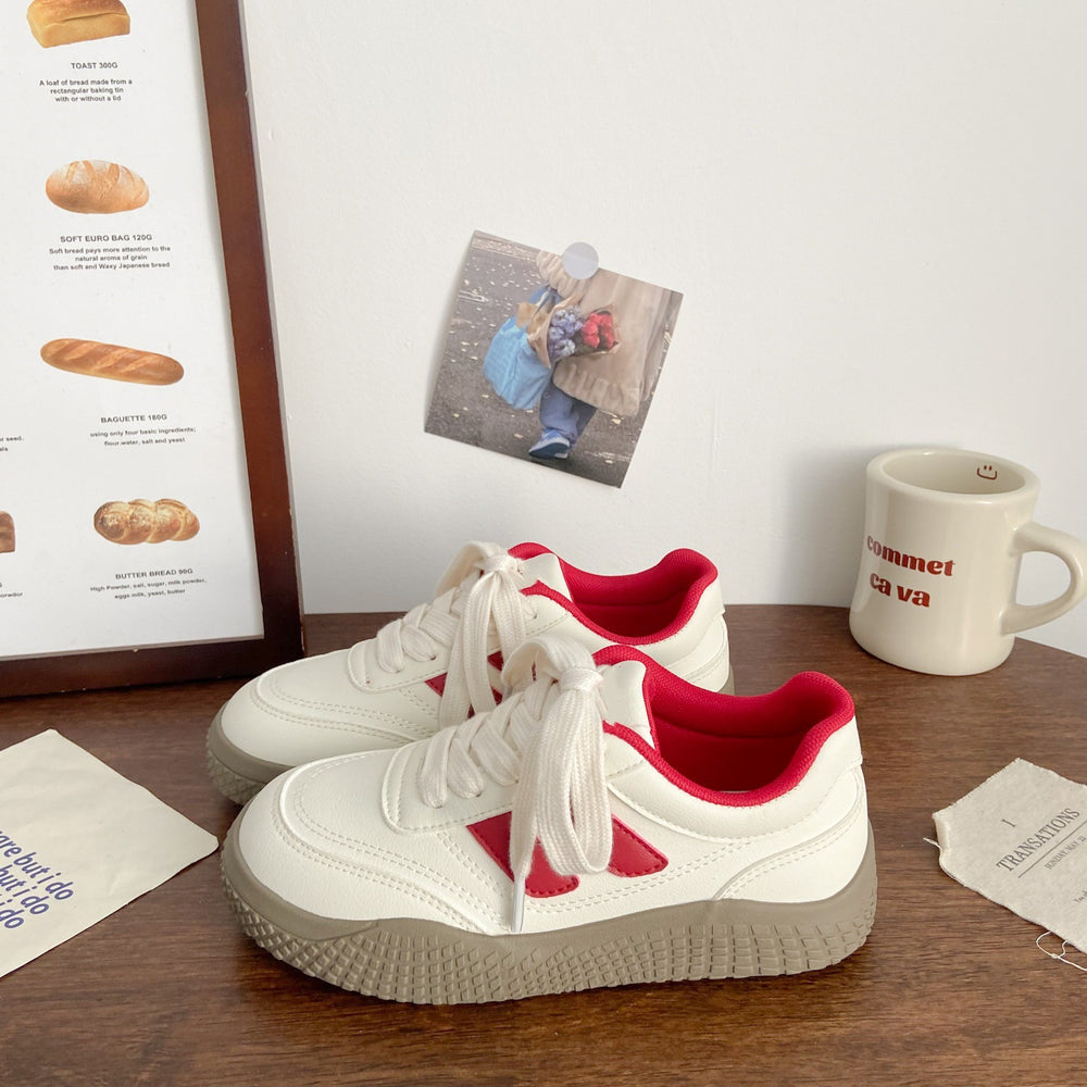 American-style sneakers, niche and trendy, round-toe, new spring 2025 women's shoes, versatile, student casual athletic white sneakers