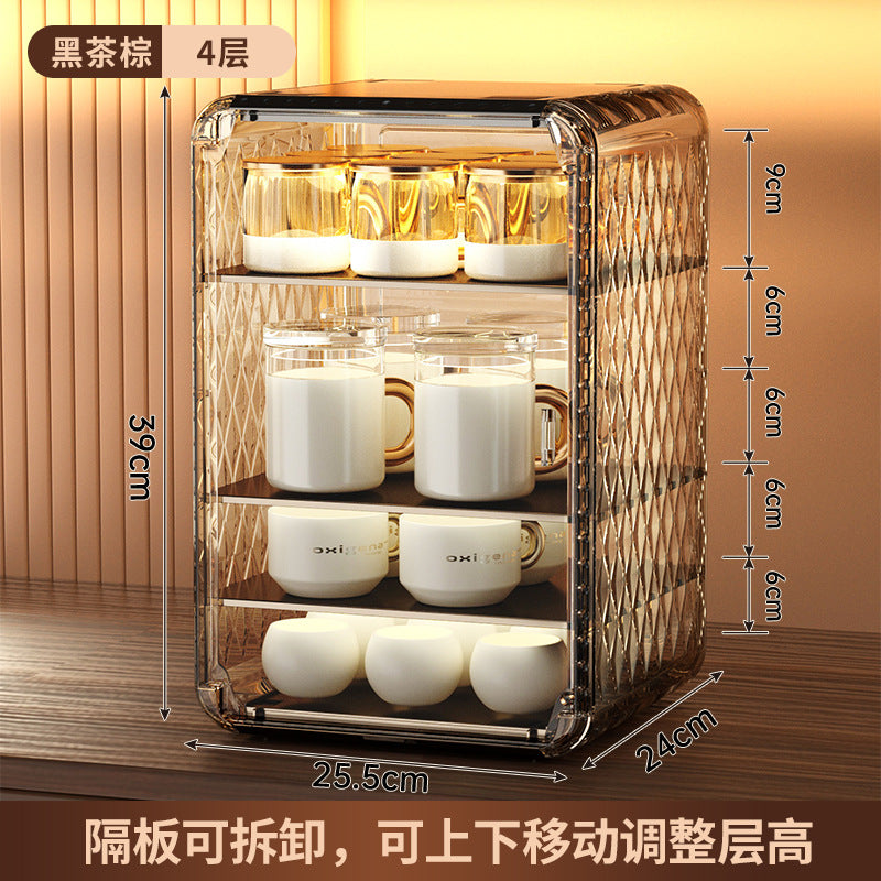 Water cup storage cabinet dust cup holder tea set tea cup holder mug desktop storage rack large capacity coffee cup storage