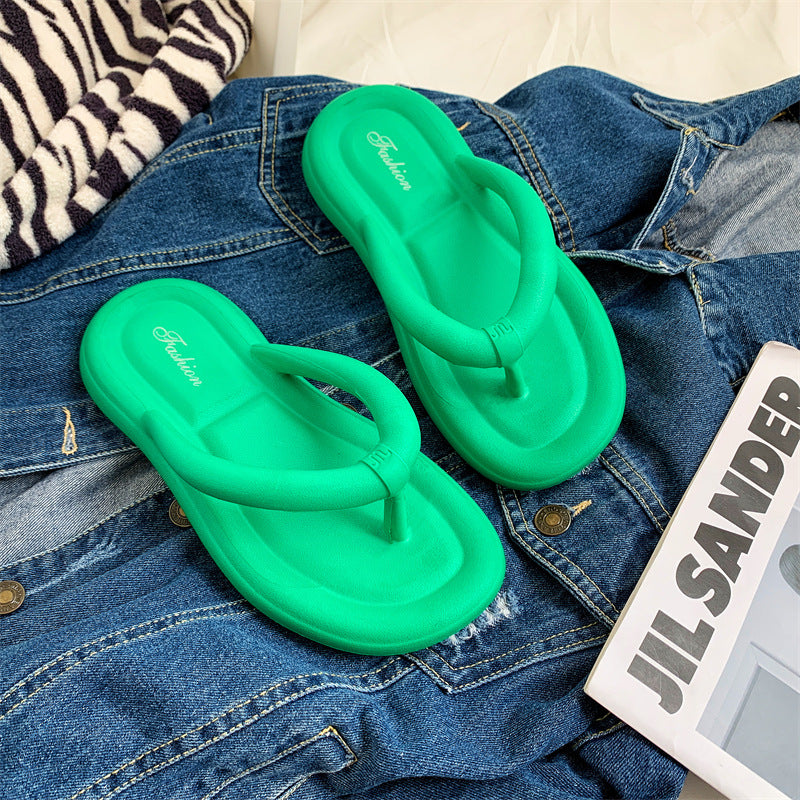 Eva flip-flops women's summer outwear 2025 new arrivalcasual soft thick sole flip-flops beach sandals can plaid