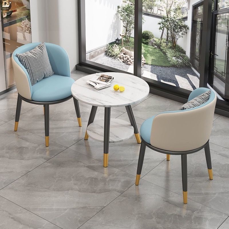 Balcony tea table set - 2025 new arrival: small, trendy, round coffee table with chairs - perfect for relaxing, receptions, and business meetings