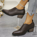 black ankle boots plus sizefashion black pointed thick soleflats women's british style small leather shoes fashion thick heel