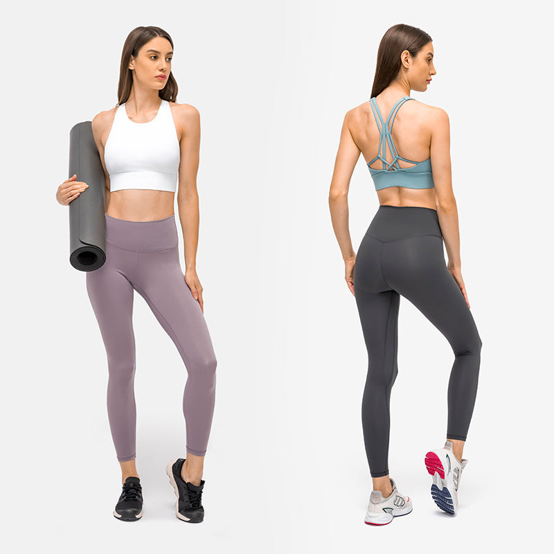 Naked feeling fitness yoga pants high waist hip lifting abdominal training running sports pants outwear tight nine-point pants d19037