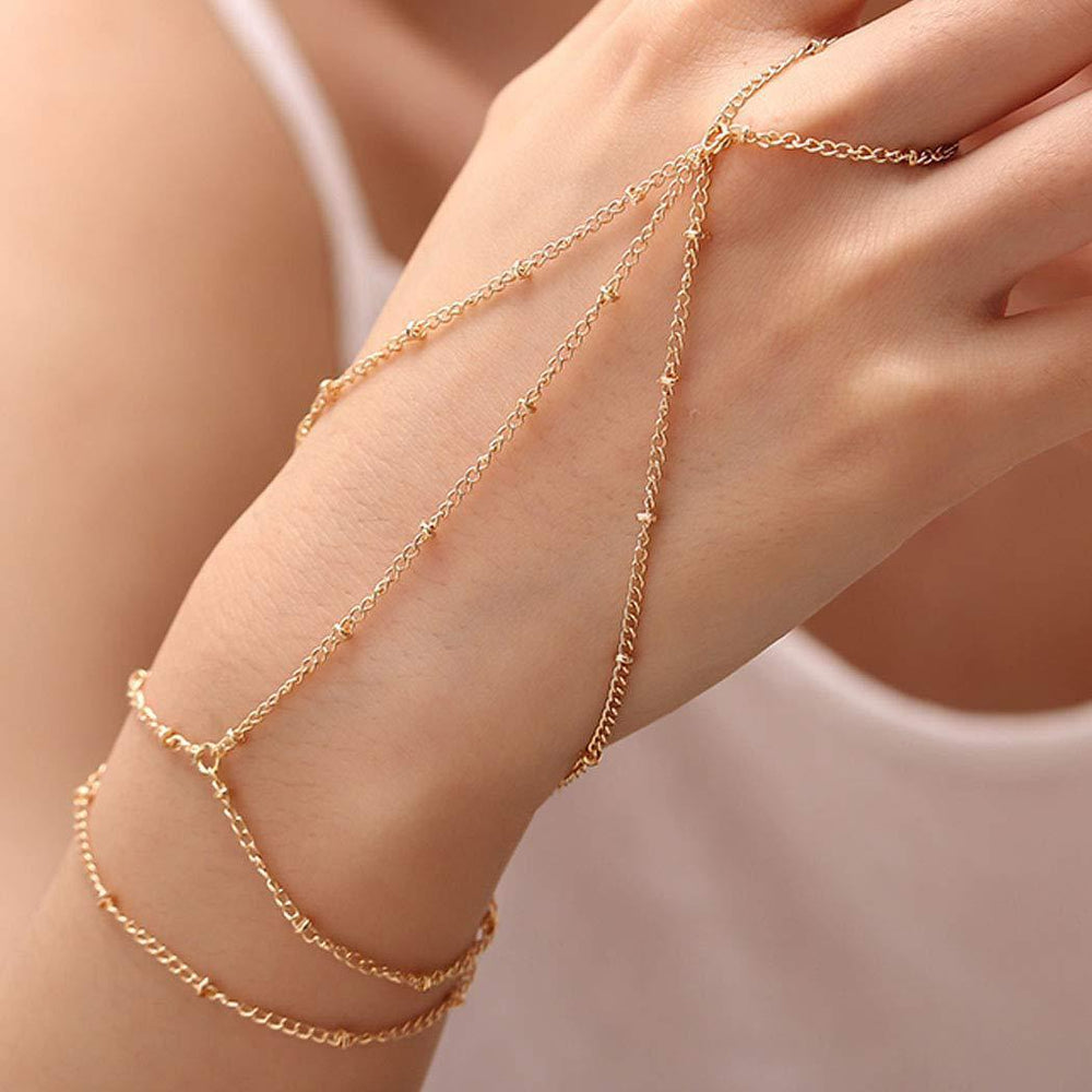 fashion ins style finger chain small disc ring chain stainless steel bracelet stylish trendy jewelry wholesale for women
