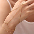fashion ins style finger chain small disc ring chain stainless steel bracelet stylish trendy jewelry wholesale for women