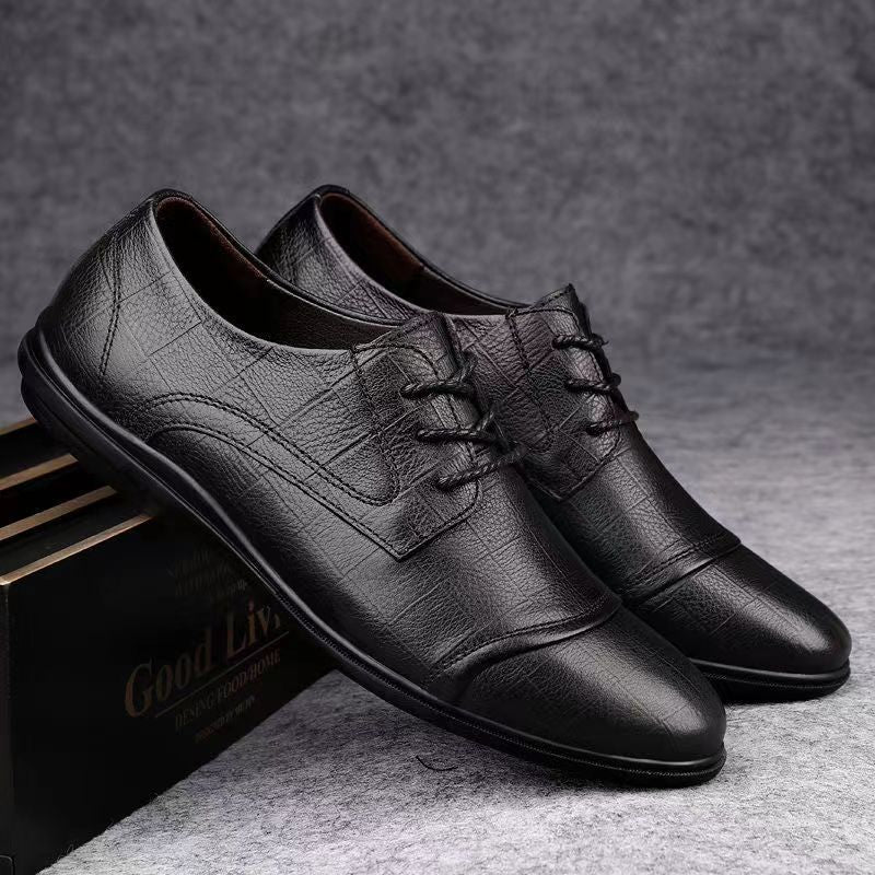New versatile men's pointed-toe leather shoes - soft sole business casual loafers - perfect for work, security, or dad shoes - wholesale available