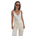 European and american style  spring/summer new sexy & sweet hot girl lace trim camisole low-cut backless t-shirt