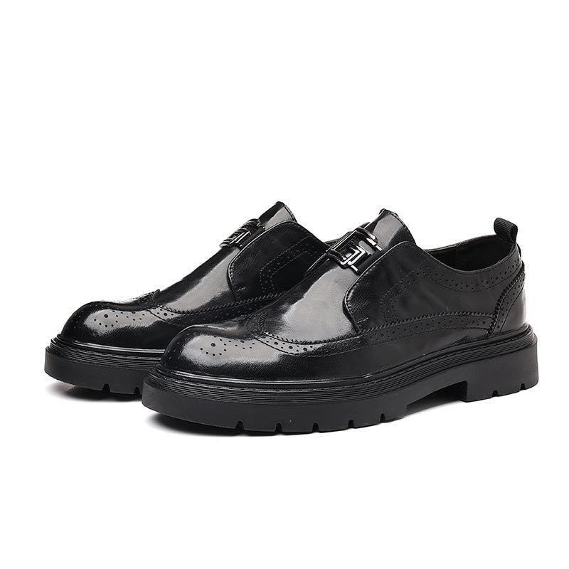 Men's genuine leather shoes - new trendy fashion business loafers - slip-on casual leather shoes