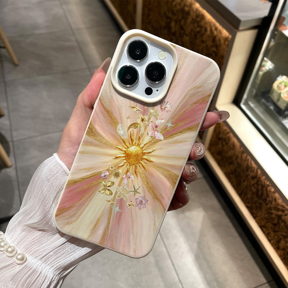Luxury rose gold sunburst phone case for iphone 17 pro max, apple 16 full coverage drop-proof protective case - wholesale