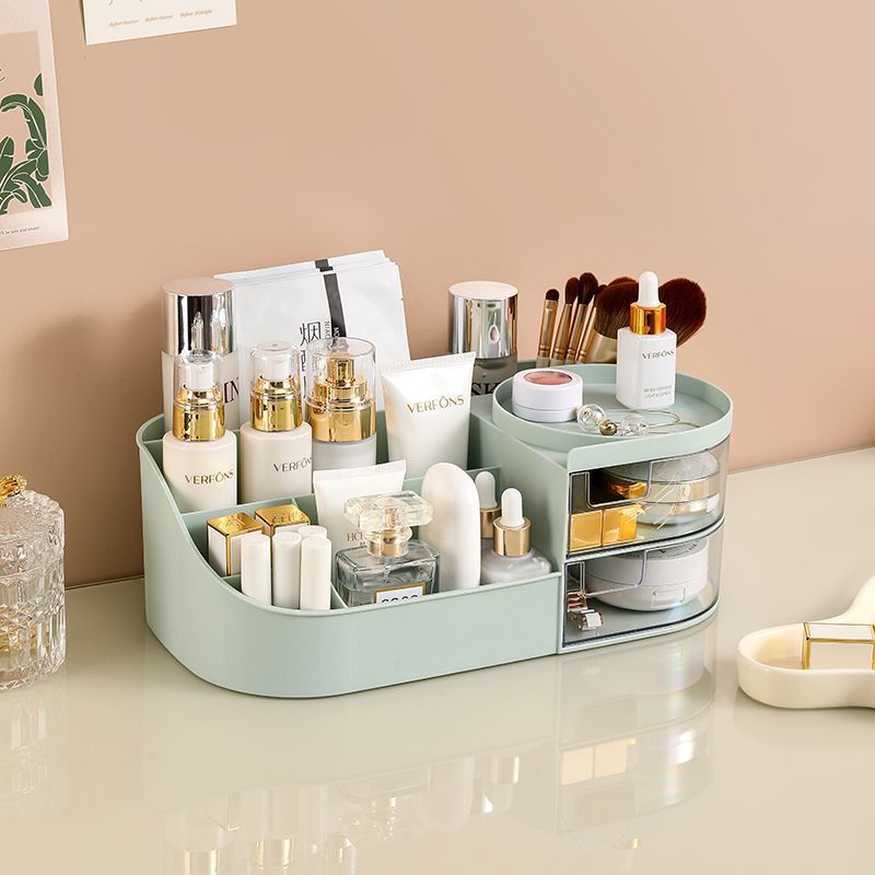Mirror Makeup Mirror Desktop Storage Box Integrated Cosmetics Shelf Makeup Mirror Birthday Gift Female