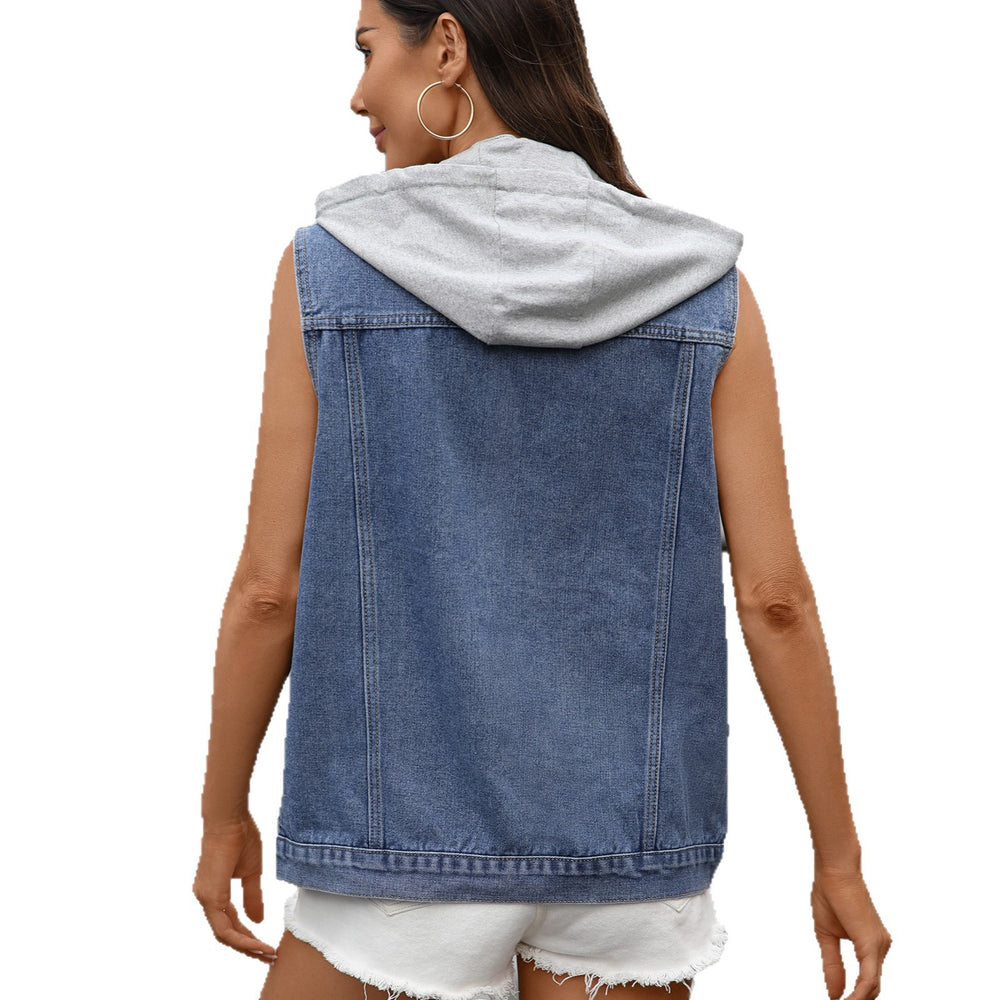 European and american cross-border e-commerce  new washed vintage denim vest jacket - loose fit, fashionable, casual, women's trendy style
