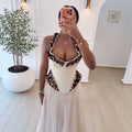 European and american cross-border women's fashion:  summer new arrival - elegant, heavily embellished beaded and sequined sleeveless top with pleated skirt set