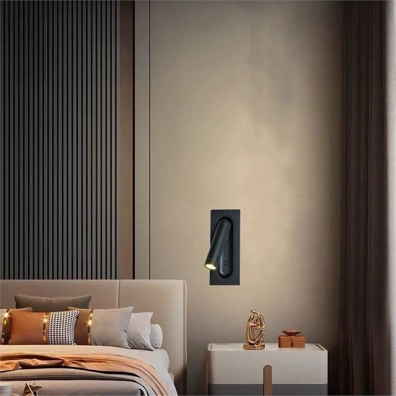 Led recessed wall sconce - rotatable reading light for hotel projects, guest rooms, bedrooms, and bedside use - wall mounted