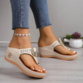 foreign trade plus size women's slippers fashionsummernew arrival beach flip-flops wedge heel round toe sandals ready stock wholesale