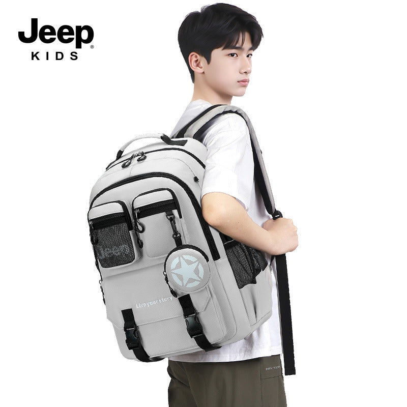 Jeep boys' backpack - new 2026 model for elementary school students (grades 3-6) - lightweight, spine-protecting school bag for girls and boys