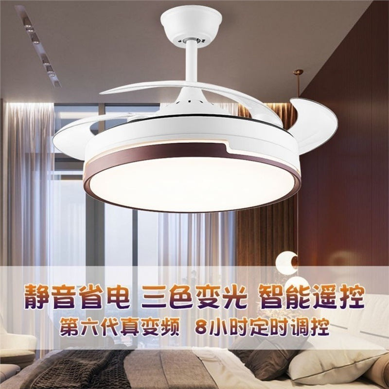 Smart fan light restaurant ceiling fan light modern minimalist bedroom living room silent led high-end elegant fan light