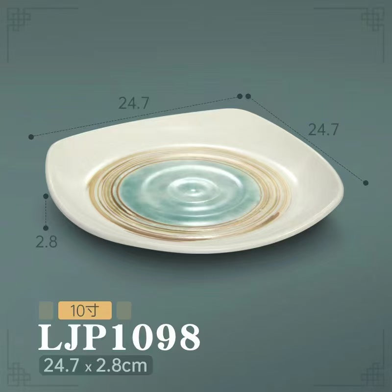 Melamine hot pot side dish plate beef plate imitation porcelain sushi plate korean style barbecue dish plate palace style hotel bowl and dish suit