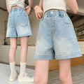 Girls' beaded denim shorts - stylish summer outfit for older kids & toddlers - lightweight, breathable, and versatile hot pants