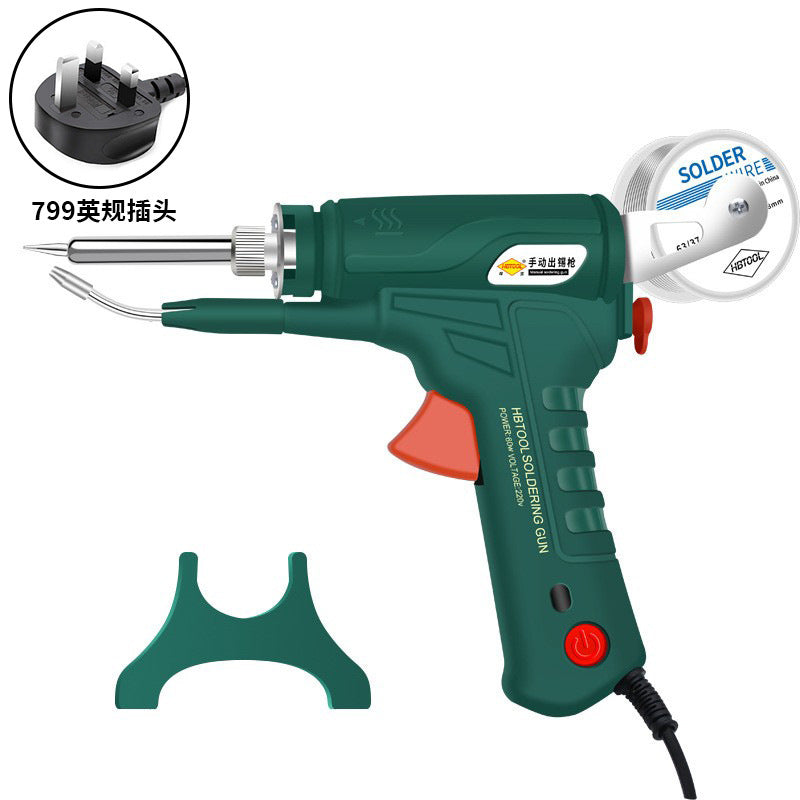 Cross-border convenient solder gun inner heating manual tin feeding handheld set automatic 60W electric soldering iron temperature regulation