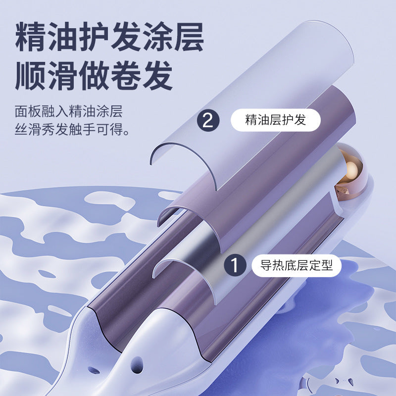 Cross-border French egg roll curling iron 32MM water ripple large roll wave roll household does not hurt hair lazy artifact