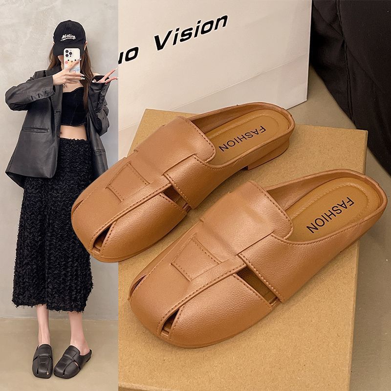 2025new arrivalfashion mule toe slippers women's outwear lazy slippers casual flatseasiest for matchelegantpopular half cover