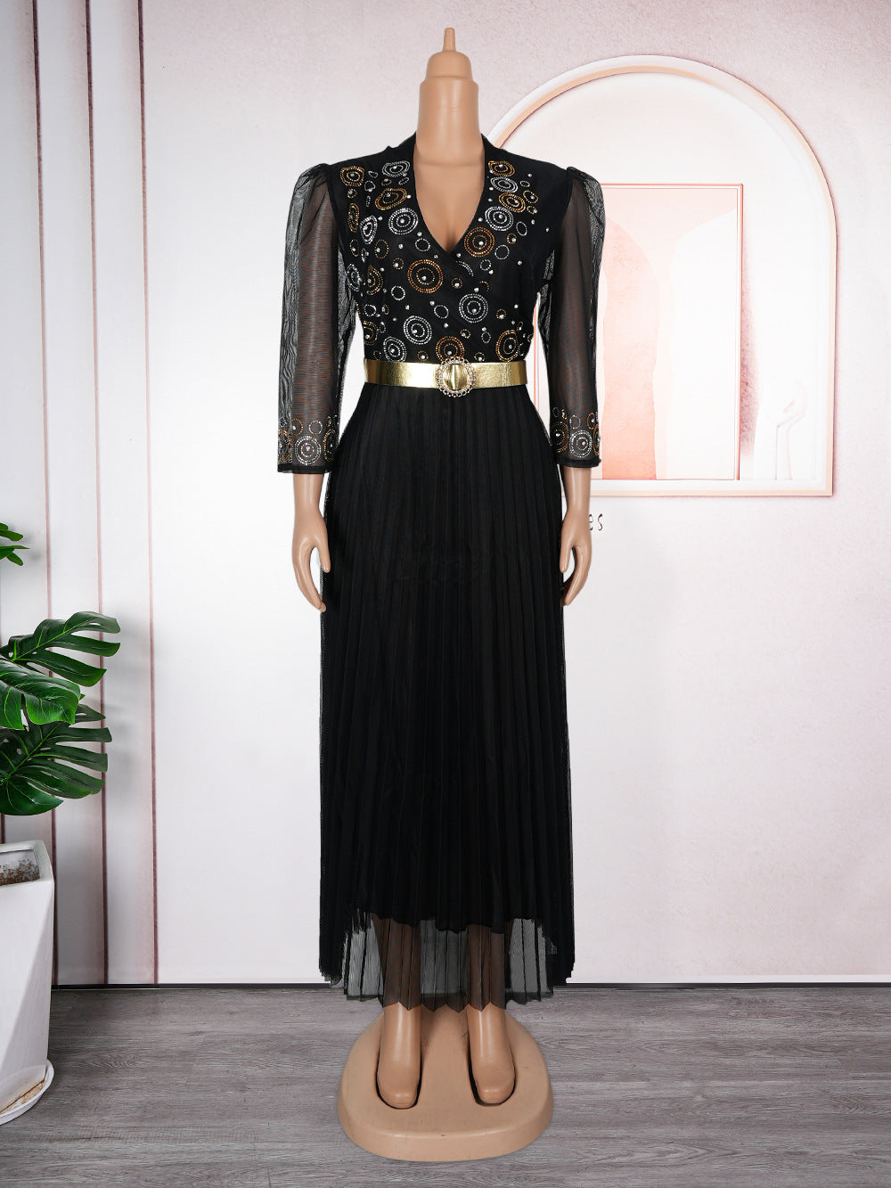 hot diamond v neck banquet evening dress  african women's plus sizeelegantelegancedress