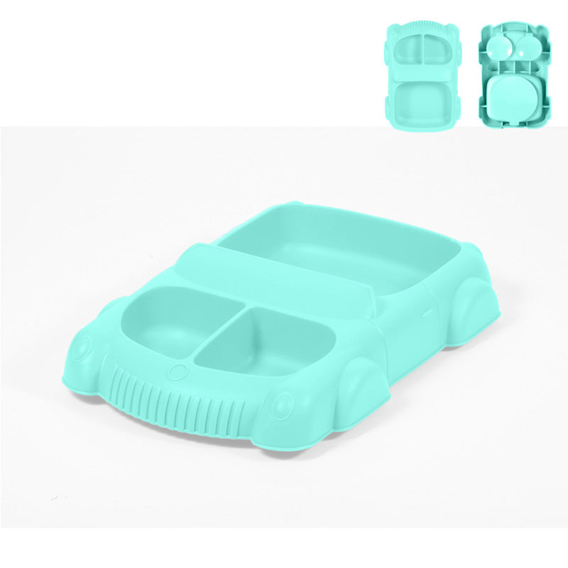 Factory new product baby silicone dinner plate large suction cup tableware set 8-piece set cartoon children's car silicone dinner plate