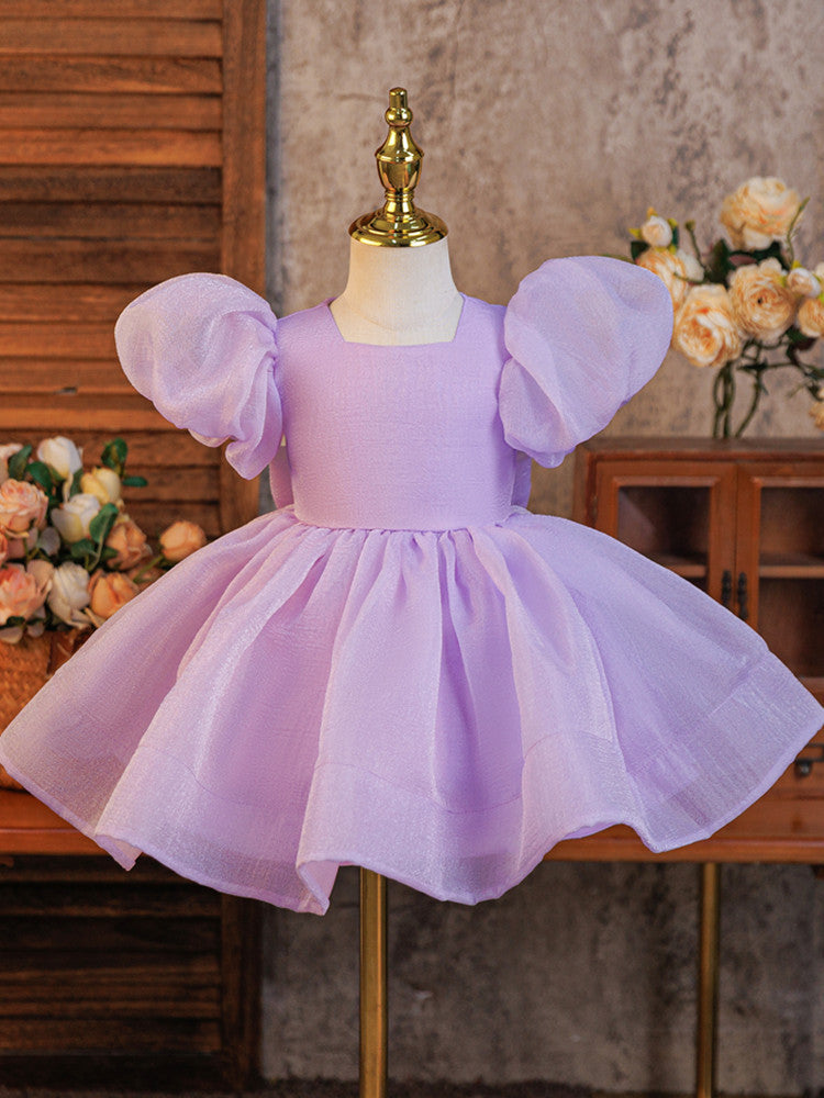 Export dressfashion puff sleeve tutu skirtbows princess skirt girl dress dress first birthday evening dress