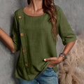 european and american cross-border new women's cotton linen button-down fashion casual top