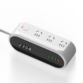Multi-functional usb power strip with time display - ideal for home, dorm, bedside, overload protection, and office use