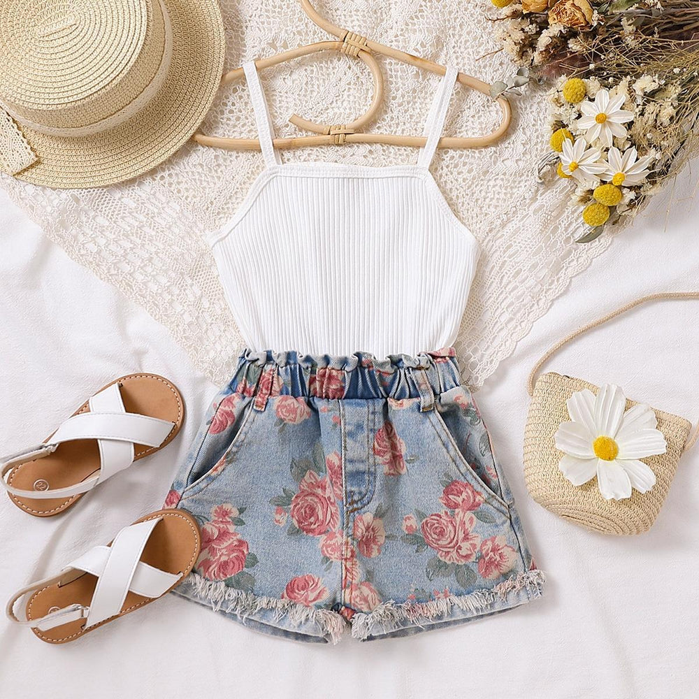 cute girl jumpsuit suspender pit denim printingsuit wholesale one piece drop shipping