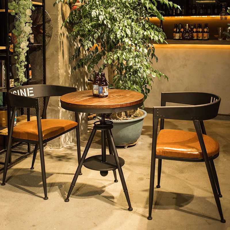 Milk tea shop table and chair combination, cafe/bar dining table and chairs, lounge bar negotiation small round table, reception solid wood balcony dining table