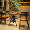Milk tea shop table and chair combination, cafe/bar dining table and chairs, lounge bar negotiation small round table, reception solid wood balcony dining table