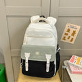 Trendy retro cute color block backpack - japanese style cartoon casual daypack - large capacity student schoolbag