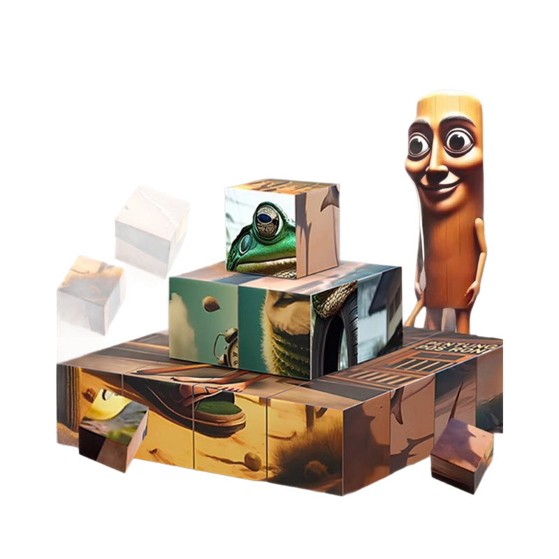 Ai shan hai jing strong magnetic square wooden stick man three-dimensional puzzle puzzle magnetic suction building blocks toy magnetic handmade