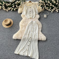 Niche styleretrocut out hook flower off-shoulder suspender knitting shirttopstwo-piece set women's easiest for match medium long skirt