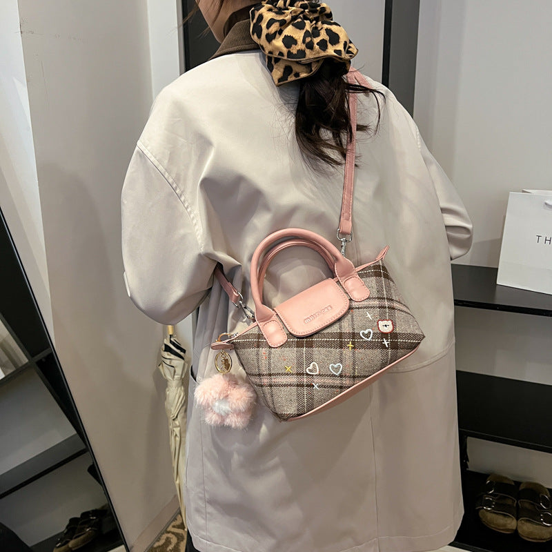 Cross-border foreign style red plaid New Year's bag women's 2025 new fashion portable messenger bag versatile casual small bag